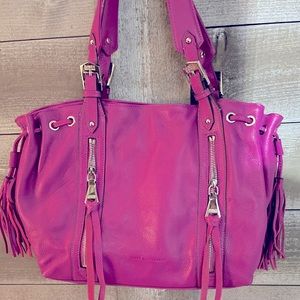 AIMEE KESTENBERG-Leather Shoulder Bag—Fuscia Pink.